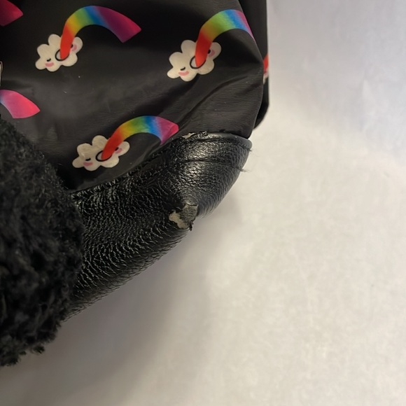 Black Backpack w/ Two Compartments for Books/Laptop, Rainbow/Cloud Pattern - Picture 11 of 13